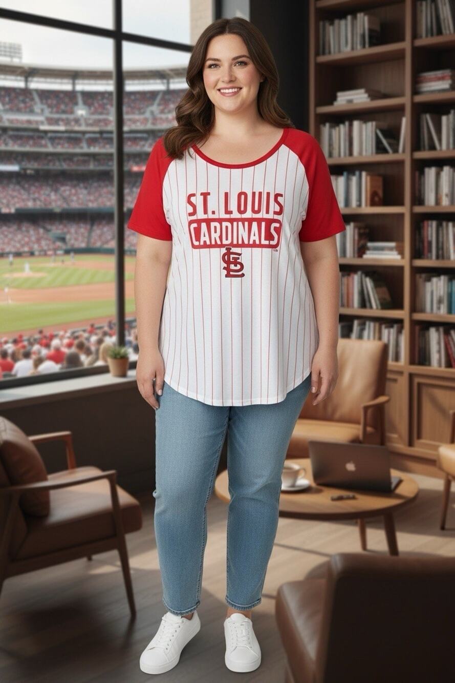 Fanatics White St. Louis Cardinals Cooperstown Raglan Stripe Tee size XXL